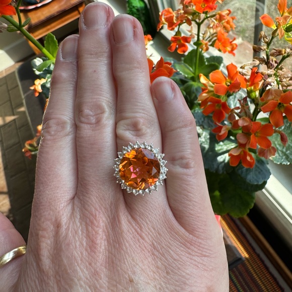 Stunning Sterling Silver Padparadscha Sapphire Ring Size 7.25 - Picture 8 of 16